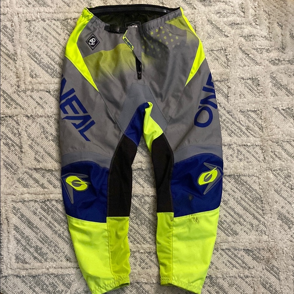O'Neal Men's Neon Yellow and Blue Racing Pants Size 32